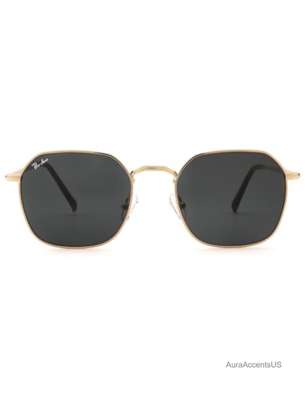 Hexagonal Metal Frame Sunglasses with Real Glass Lens UV400 Anti-Glare